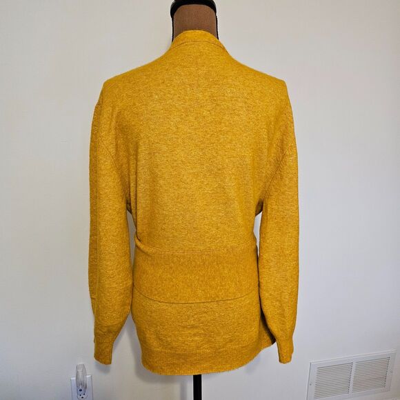 VERONICA BEARD Estella Cardigan Belted Yellow Sweater Baby Alpaca Blend Size M - Picture 7 of 14